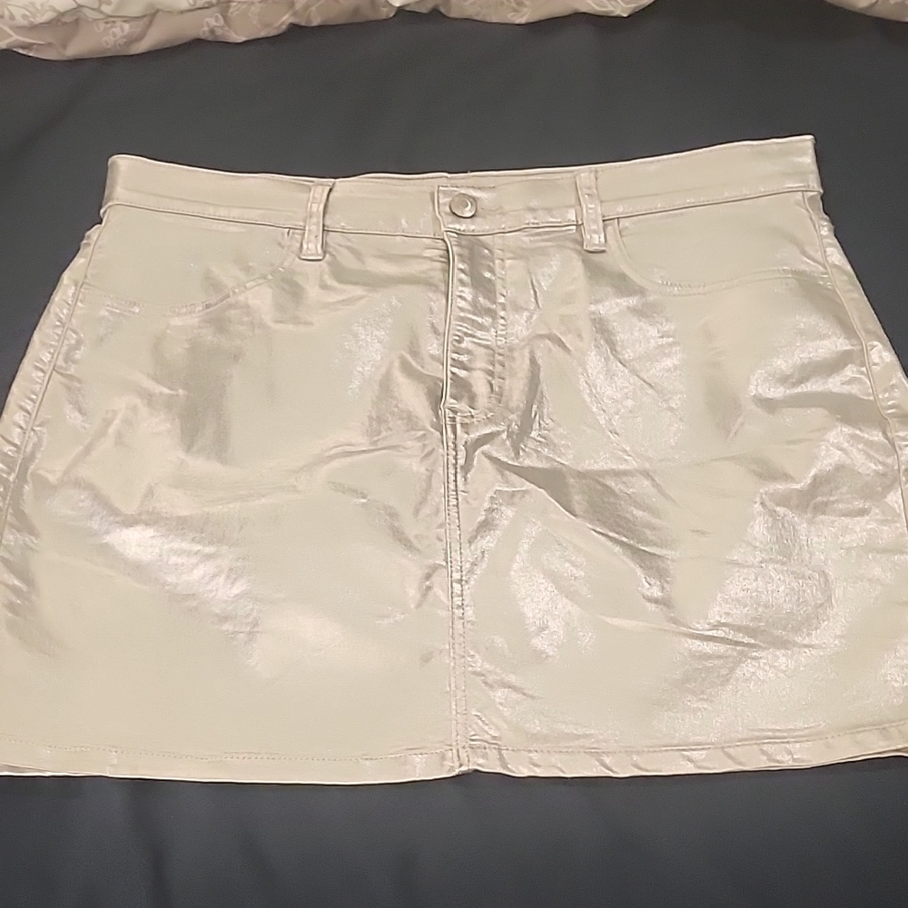 Calvin Klein Jeans Cream Metallic Mini Skirt